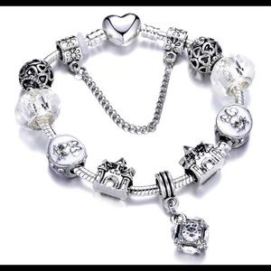 Walt Disney Theme Charm Silver Bracelet